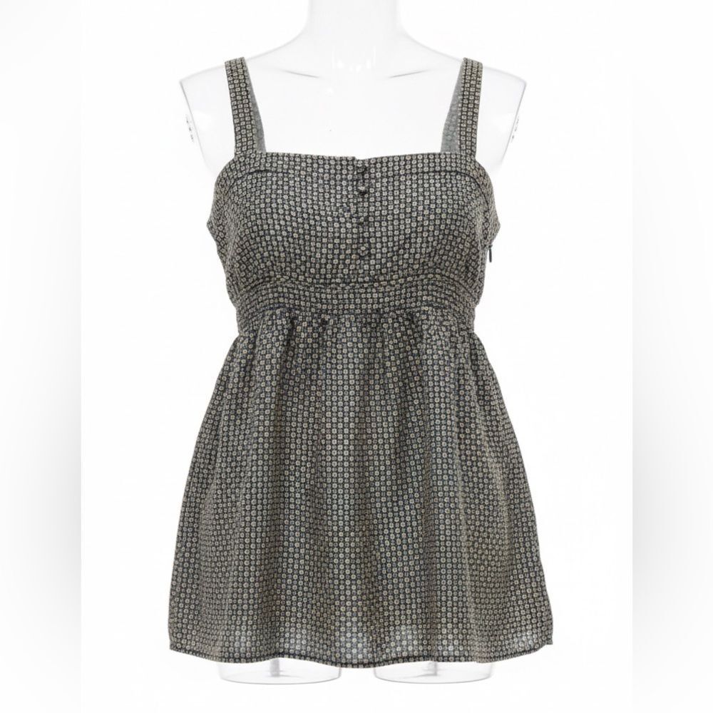 J. Crew Black Printed Sleeveless Tunic Top